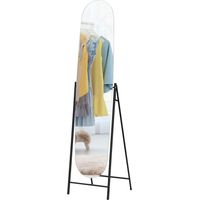 Espejo de Cuerpo Entero Arqueado 160x40 cm Soporte Metal Negro Pie o Pared