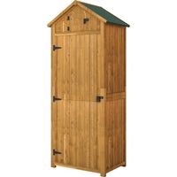 Outsunny Armoire de jardin extérieur abri de jardin en bois abri pour outils 3 étagères 2 Portes loquets Toit Pente bitumé rangement et stockage extérieurs pour terrasse 77 x 54 x 179 cm jaune