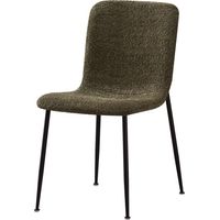 Chaise ALICE – Tissu bouclé vert et pieds métal noir – H81.5 × L42 × P57 cm