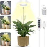 Lampe de culture LED à spectre complet pour plantes d'intérieur, hauteur réglable avec minuterie 3/9/12 h, 10 niveaux de luminosité, 3 modes, pour petites plantes