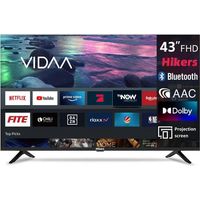 Téléviseur Smart TV Hikers 43Z1 - Écran 43" FHD 1920x1080, Android TV, Dolby Atmos, Idéal pour Cinéma Maison - Noir