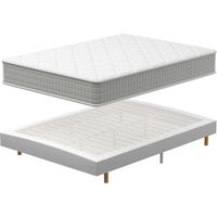 Teeno – Ensemble sommier et matelas 140x190 cm – Matelas à mémoire de forme 30 cm – Sommier tapissier 29 cm – Confort respirant pour lit 2 personnes