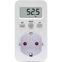 Compteur de consommation électrique, compteur électrique pour la prise, compteur de coût énergétique, compteur de coût électrique, compteur électrique, prise avec affichage numérique, écran LCD, puiss