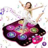 Tapis de danse 27 niveaux pour filles de 3 à 12 ans - 6 lumières LED, Bluetooth sans fil, volume réglable, tapis musical, cadeaux, jouets, filles, enfants de 3 à 12 ans, 87.5 81.5 cm