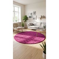 Tapis Gabbeh tissé Tapis Uni - Tapis en laine - 200x200cm, Round - 100% Laine vierge - Tissé main - Violet clair