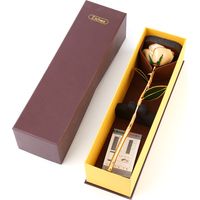 Tige longue Rose dorée 24 carats, fleur décorative à manche droit, artisanale, cadeau idéal