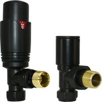 Thermostatic TRV Manual Radiator Valves Angled 15mm x 1/2" Twin Pack Black