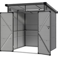 Abri de jardin plastique 1,9x1,9m portes verrouillables 2 ouvertures ventilation gris clair
