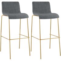 2er Set Barhocker Hover Stoff Vierfußgestell Gold hellgrau