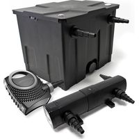 Wiltec Komplettset: CBF-350 Teichfilter bis 12000 L Teichfilteranlage als Durchlauffilter, NEO10000 SuperECO Teichpumpe 10000l/h 80W, CUV-224 Teichklärer UVC Klärer mit 24W