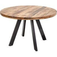 Esstisch LODEN 120 cm – Runde Tischplatte aus massivem Mangoholz und Gestell aus schwarzem Metall