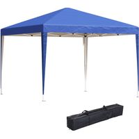 Carpa Plegable Gazebo 3x3 m con Altura Ajustable en 3 Niveles Toldo Anti-UV y Bolsa de Transporte Azul