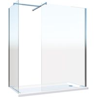 Doppelte Walk-in Duschwand mit T-förmigem oberen Stützarm 8 mm Glas Reversibel CM.80 Glas + Glas 90