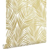 papier peint feuilles de palmier or et blanc - ESTAhome
