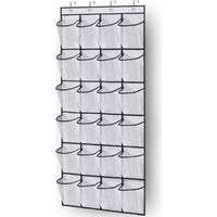 Organizador de zapatos para colgar sobre la puerta, ahorra espacio, 24 bolsillos, ahorra espacio con 3 ganchos para cocina, armario, dormitorio, color blanco