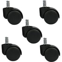 BUNTHAUS Ensemble de 5 roulettes pivotantes pour tabouret ou chaise de bureau - Noir - Roues silencieuses