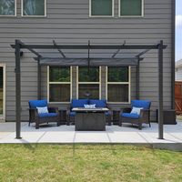 PURPLE LEAF Pergola Metall Garten Pavillon Pergola 3 x 3.65 m Wasserdicht Stabil Winterfest, Gartenpavillon Mit Sonnenschutz Überdachung, Grau