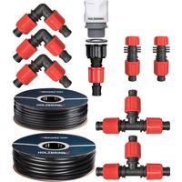 HOLZBRINK Système d’irrigation goutte-à-goutte, kit d’arrosage pour les thuyas : Tuyau d’arrosage 25 m ADVANCED 16 mm, 5 m Tube LDPE 16 mm, HTB-13-25A-5