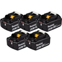 Pack de 5 batteries Li-Ion 18V 6Ah – Témoin de charge intégré – Charge rapide en 55 minutes – Compatible outils 18V Makita LXT