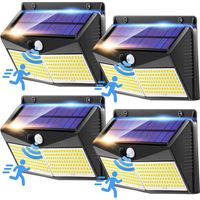 【248 LED/2000 lm】 Lot de 4 lampes solaires LED d'extérieur pour jardin, ultra-lumineuses, à 3 modes d'éclairage.