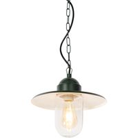 QAZQA Moderno Lámpara colgante moderna para exterior verde oscuro IP44 - Kansas Acero /Vidrio Redonda Adecuado para LED Max. 1 x 60 Watt