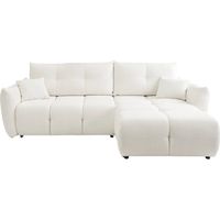 JUNE - Canapé d'angle convertible tissu bouclette 3 places Beige