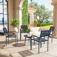 Ensemble de 4 chaises de jardin empilables avec accoudoirs, dossier et structure en acier, 55 x 60 x 83 cm, gris foncé