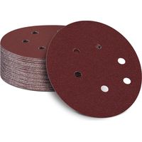 50 Stück 150 mm Schleifscheiben für Exzenterschleifer, Körnung 100, 150 mm Schleifpapier, 6 Löcher, Klett-Schleifbänder für Holz, Spanplatten, Metall
