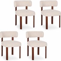 COLAMY Lot de 4 Chaises de Salle à Manger en Bois Massif, Design Épuré et Chaleureux, Dossier Arrondi Épousant la Courbe du Dos, Confort Optimal, Coloris beige avoine