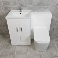 1050mm Bathroom Vanity Set Sink Basin and Square Style Toilet Luxury Hydros Tess, Without Tap & Waste