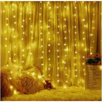 Curtain Lights, 3M3M LED String Lights, 8 Warm White Lighting Modes, Window Decoration, Christmas, Wedding, Birthday, Home, Patio, LED Curtain Lights