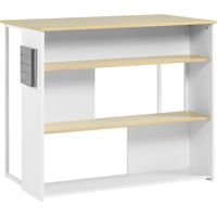 Îlot de cuisine moderne avec 3 étagères et porte-couteaux en acier inoxydable blanc naturel 105 x 65 x 90 cm meuble rangement multifonction