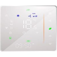 Thermostat d'ambiance intelligent Wi-Fi à deux tubes, commande vocale, contrôleur de température numérique programmable pour climatiseur (BAC-006-AW, blanc)