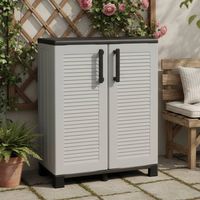 Dmora Mueble para exteriores o interno multiusos, armario bajo con 2 puertas y 1 estante de polipropileno, 100% Made in Italy, 68x37h90 cm, color gris