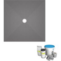 Receveur de douche à carreler 120 x 120 WEDI Fundo Primo carré écoulement centrée + kit d'étancheité