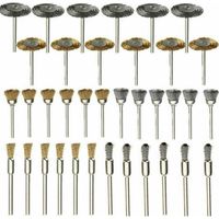 Ein Set aus 36 Edelstahl-Drahtbürsten, geeignet für elektrische Bohrmaschinen und Rotationswerkzeuge.