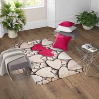 CARPET FANTASY HD chambre moderne et salon MODERN HEARTS rouge Cm. 120x180