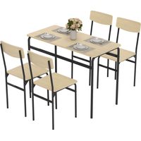 Set da pranzo 5 pezzi tavolo rettangolare e 4 sedie legno metallo nero legno