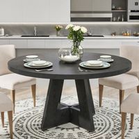 Runder Esstisch 120 x 120 x 75 cm – Holztisch für 6 bis 8 Personen – für Küche, Wohnzimmer, schwarz