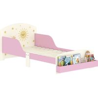 Cama infantil para Niños de +3 Años 70x140 cm con Almacenaje y Dibujos de Estrellas para Dormitorio Rosa