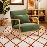 MARIE Vintage-Sessel aus skandinavischem Cord und Holz in Khaki
