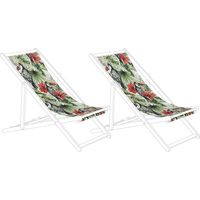 2 Toiles de Transat 113 x 44 cm en Polyester Vert et Rouge Anzio / Avellino