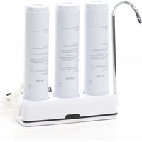 Naturewater NW-3-PPCTOUF 3 Stufen Counter Top Wasserfilter, 5 µ, PP Sediment, Aktivkohle Block und Ultrafilter Filtereinsatz, mit Universaladapter, Wasserhahn