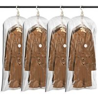 Sacs de Rangement sous Vide Suspendus pour vêtements, 4 paquets (90x67x38 cm), Housse sous Vide pour costumes, manteaux, vestes, organisateur de placard Sacs à Suspendre
