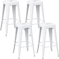 Confezione da 4 sgabelli impilabili in acciaio stile industriale, dimensioni medie 43x43x76 cm, Thinia Home