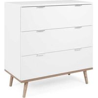 Commode Göteborg - 3 tiroirs - Décor chene sonoma Blanc - Scandinave - L 79,8 x P 40 x H 86,5 cm