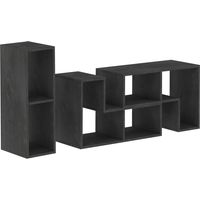 TV Mobile 75" max 2 Ripiani L Mensola Rettangolare Legno Nero 134-180x30,5x44 cm