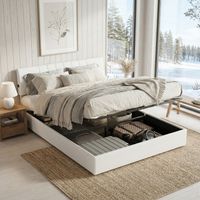 Stauraumbett 160x200, gepolstertes Doppelbett mit USB/Type-C Anschlüssen, Erwachsenenbett mit verstellbarem Kopfteil, Bettgestell aus Holz und Metall, Samt, modernes und elegantes Design, Weiß
