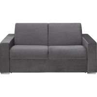 Canapé 2 places convertible express en velours anthracite - Couchage lattes larges 120 cm - Matelas 14 cm CALITO