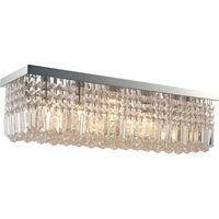 HOMCOM Modern Crystal Ceiling Light Square Chandelier for Home Office Silver